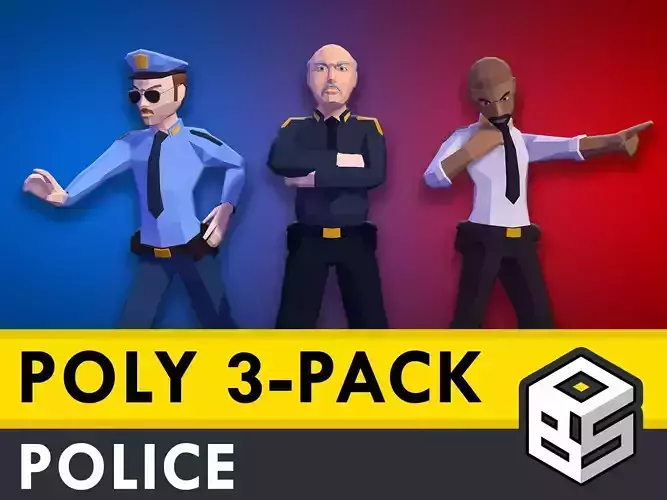 POLY 3-PACK - Police low poly character pack