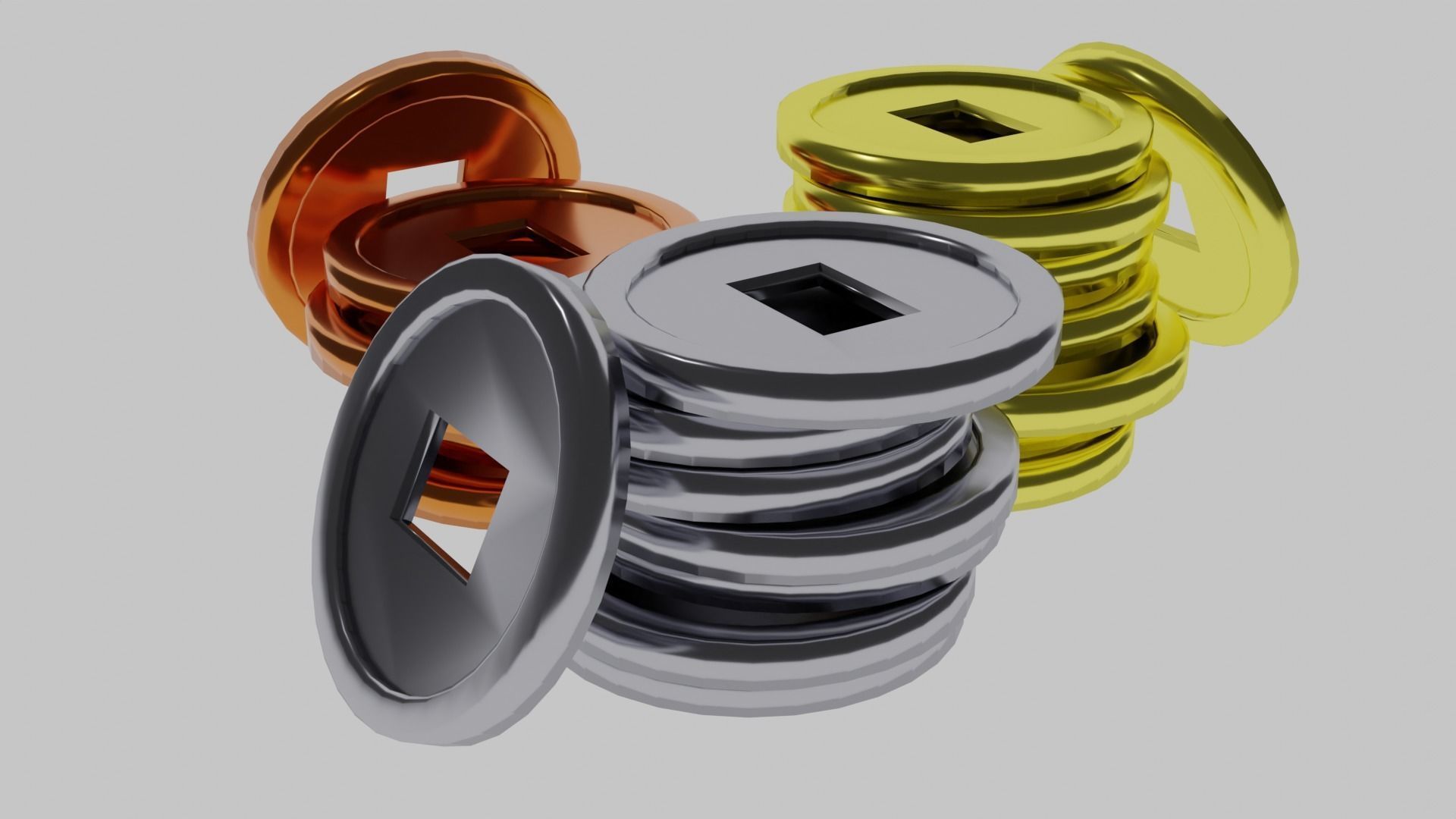 coin 3D model Low-poly 3D model_1