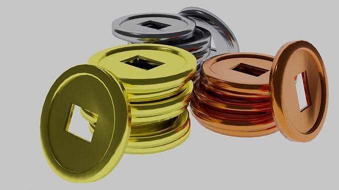 coin 3D model Low-poly 3D model