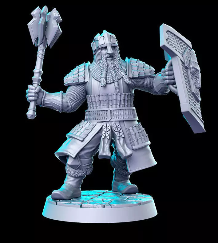 Dwarf Mace Hobbit The Lord of the Rings LOTR 32mm Pre-supported 3D print model_0