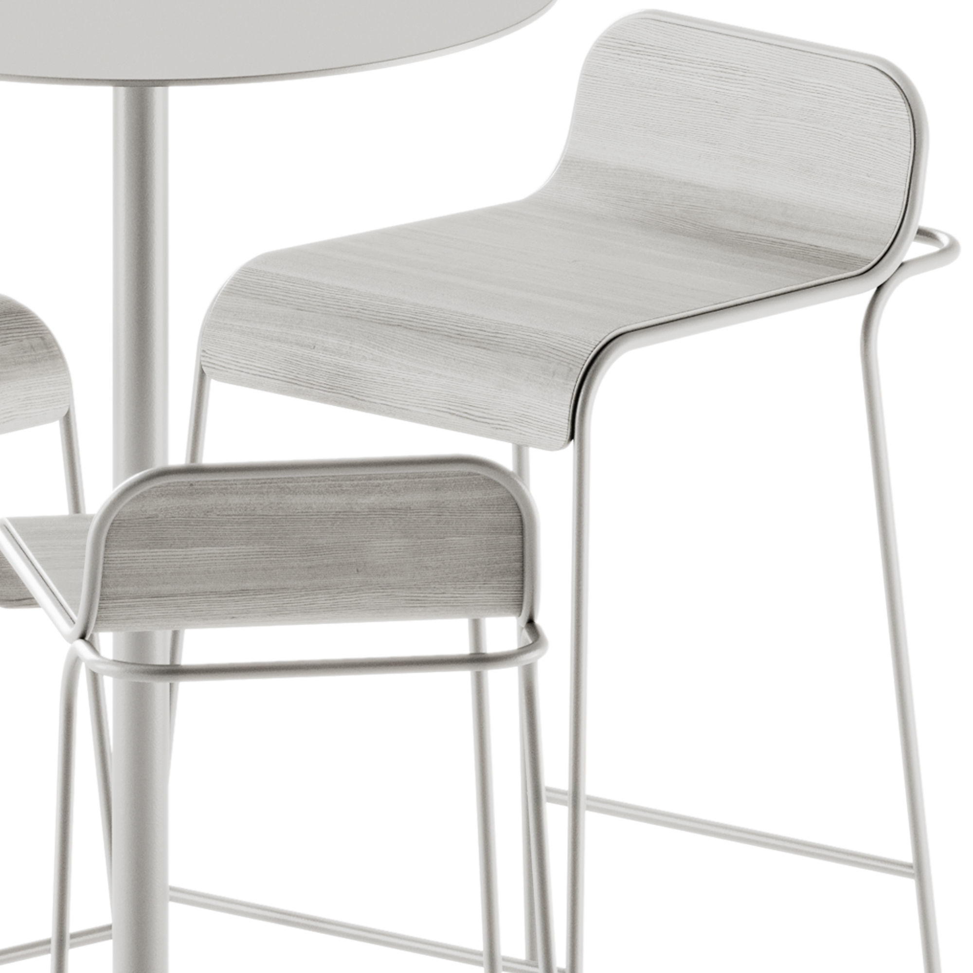 Neu Round Table High by Hay and Flow Aluminium Stool 3D model_5