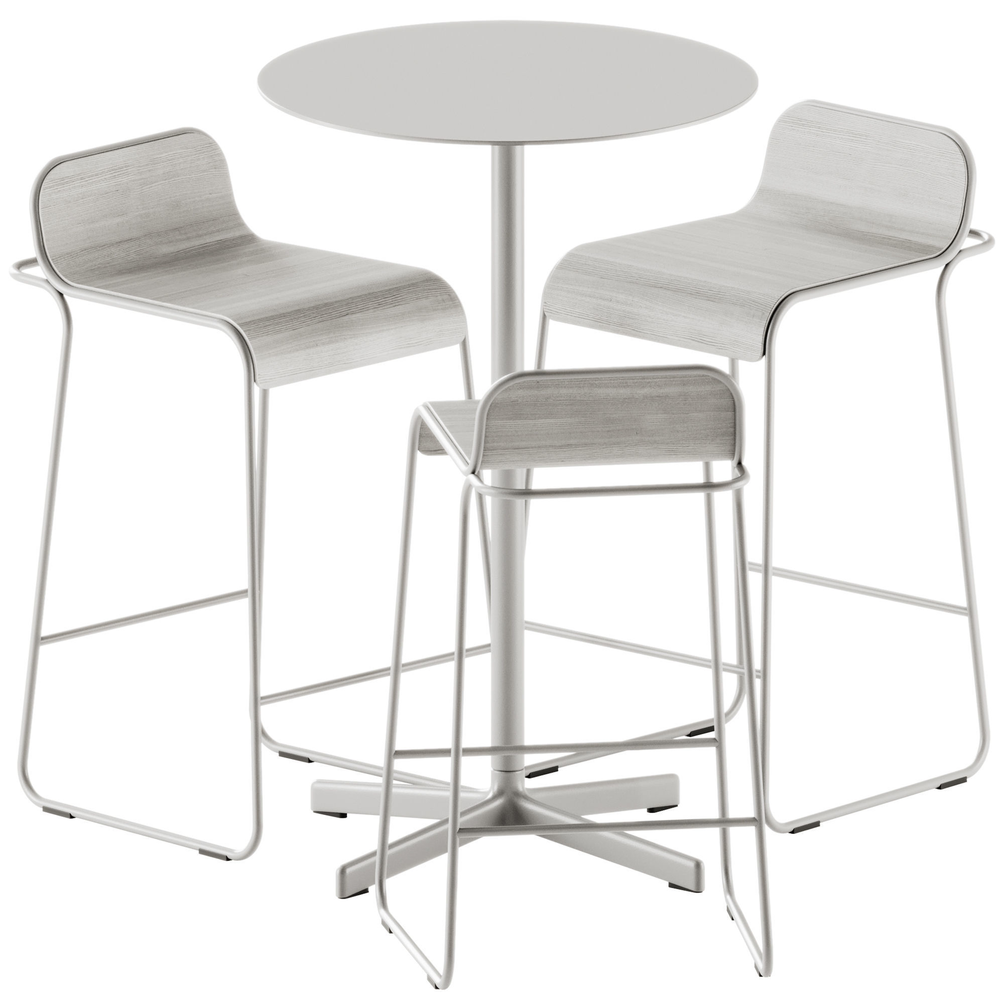 Neu Round Table High by Hay and Flow Aluminium Stool 3D model_1