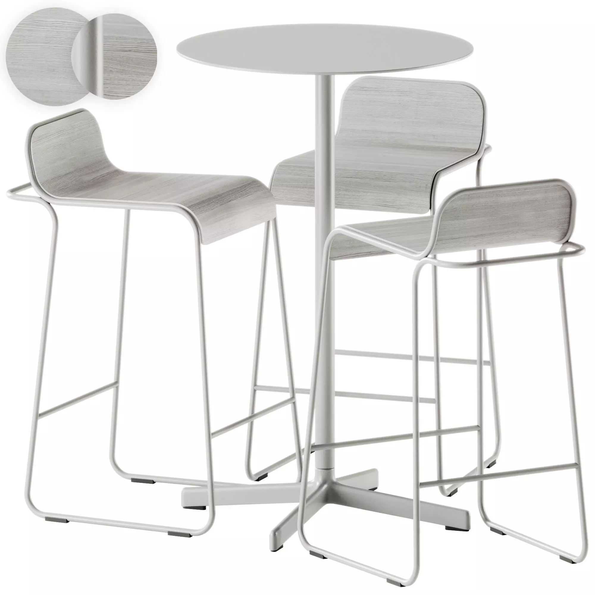 Neu Round Table High by Hay and Flow Aluminium Stool 3D model_0