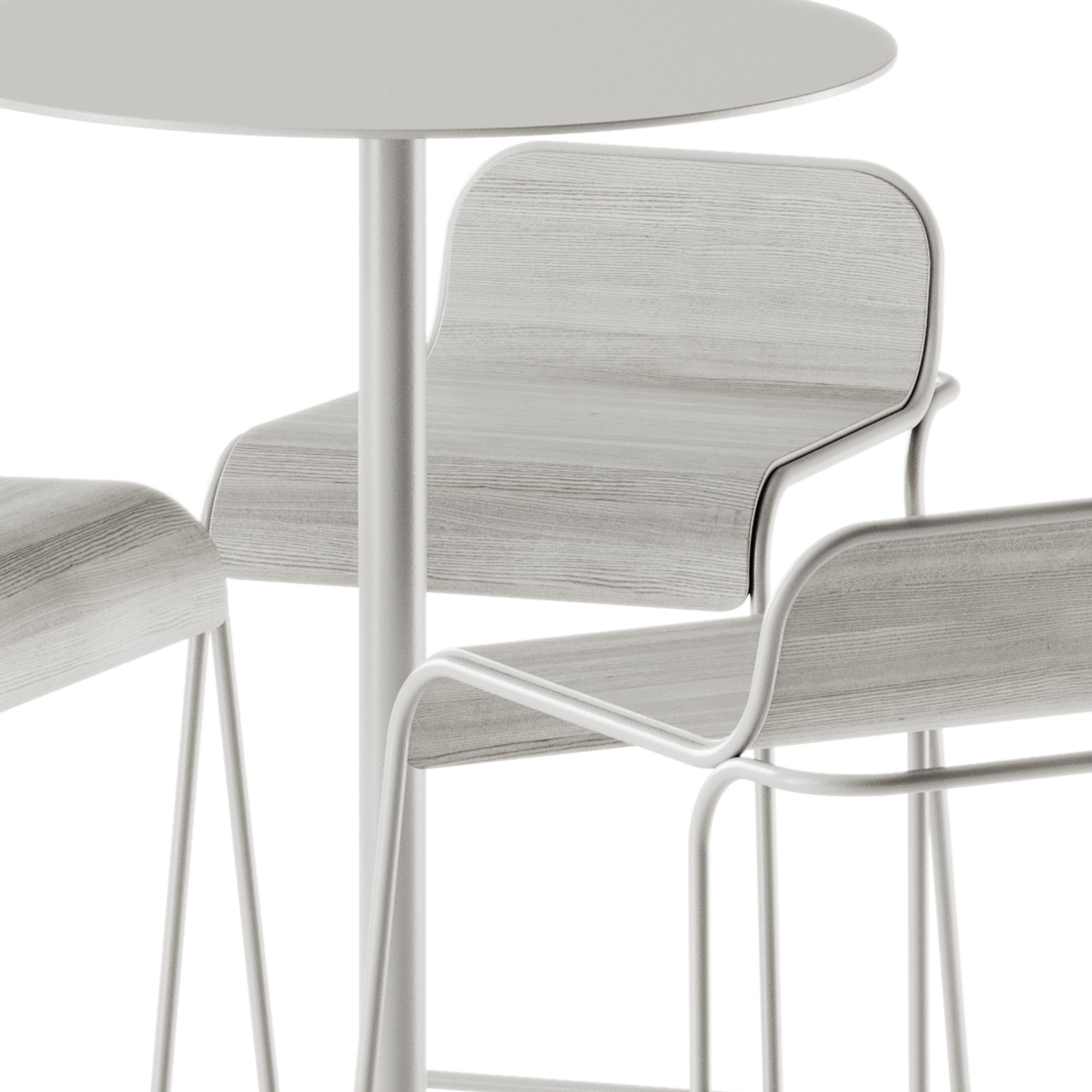 Neu Round Table High by Hay and Flow Aluminium Stool 3D model_2