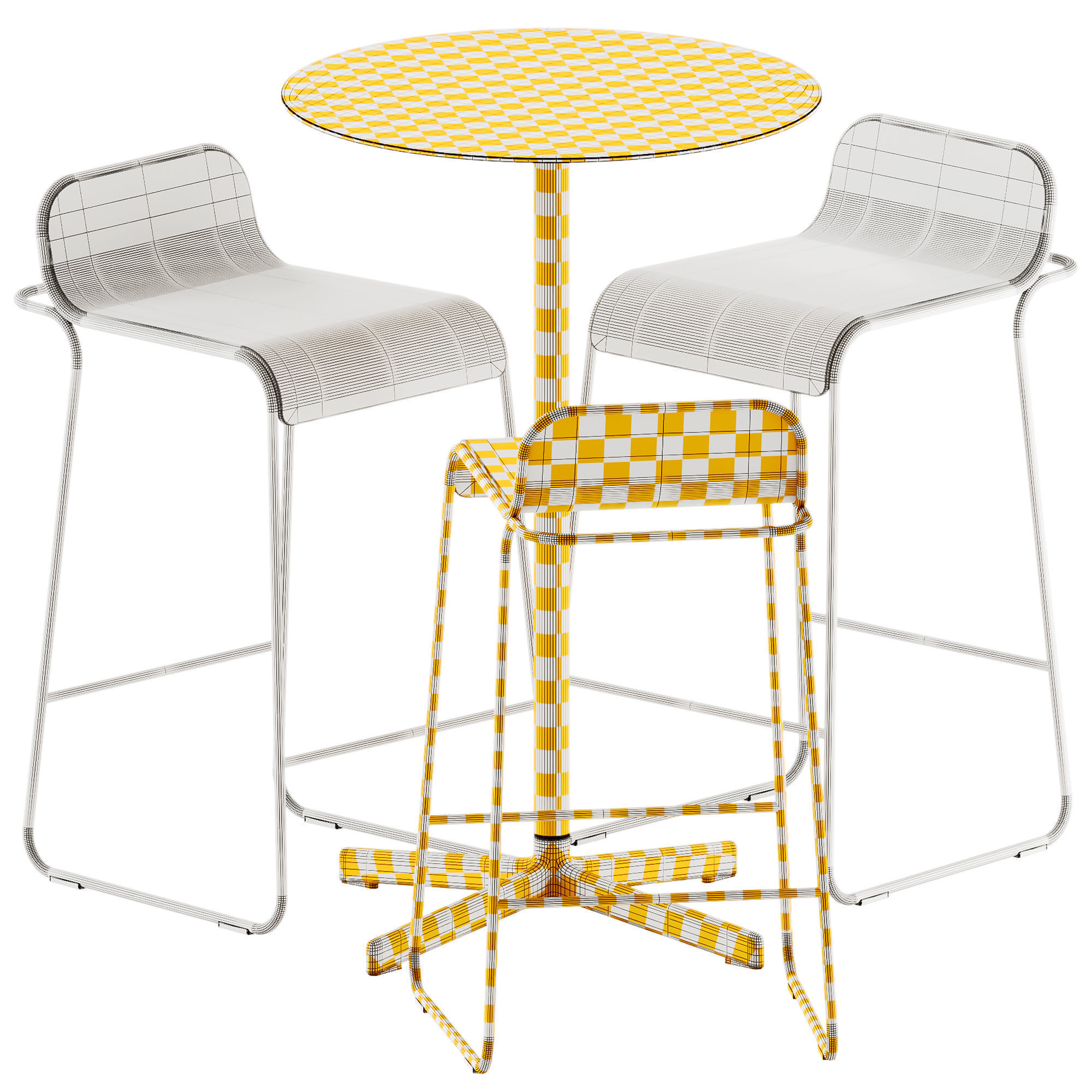 Neu Round Table High by Hay and Flow Aluminium Stool 3D model_6