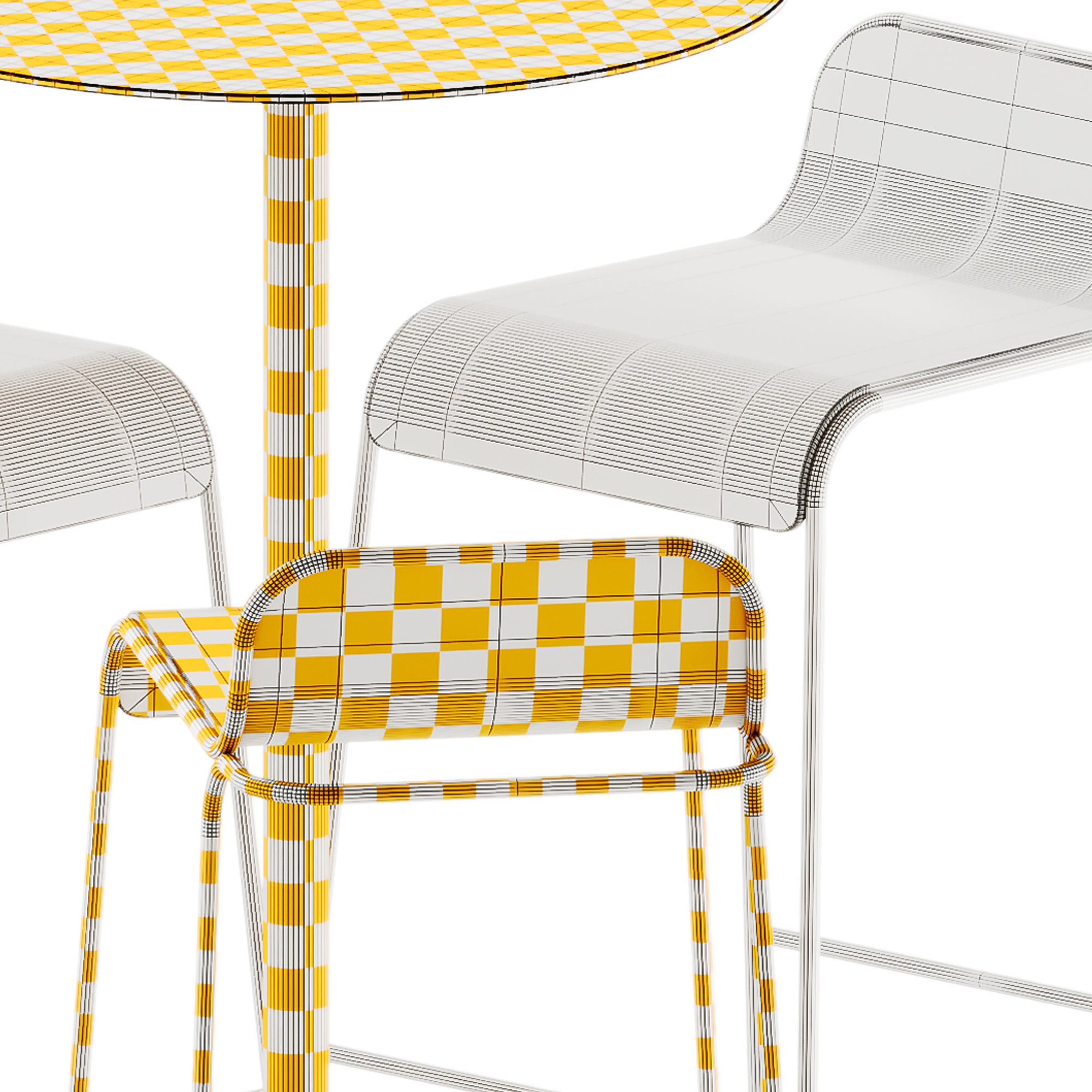 Neu Round Table High by Hay and Flow Aluminium Stool 3D model_7