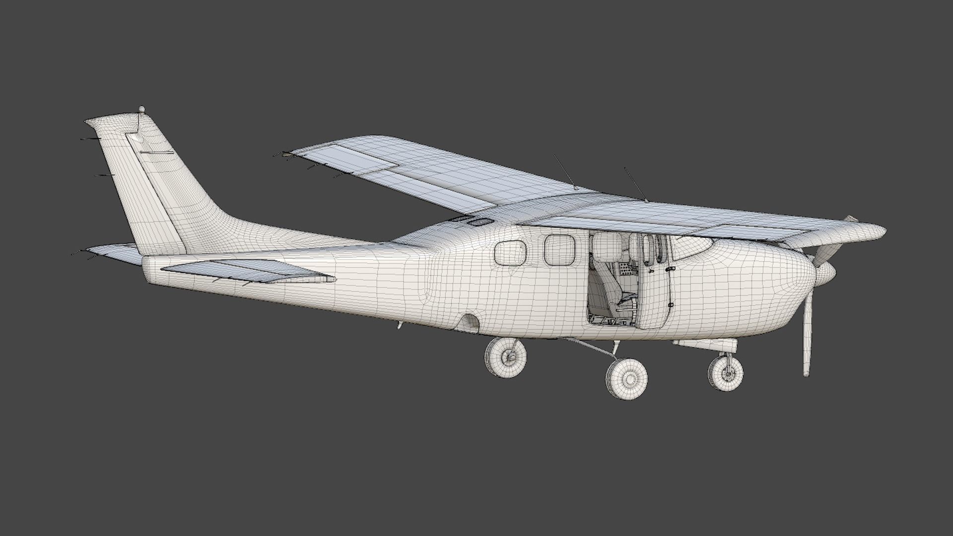 3D Old Cessna 210 model Low-poly 3D model_24