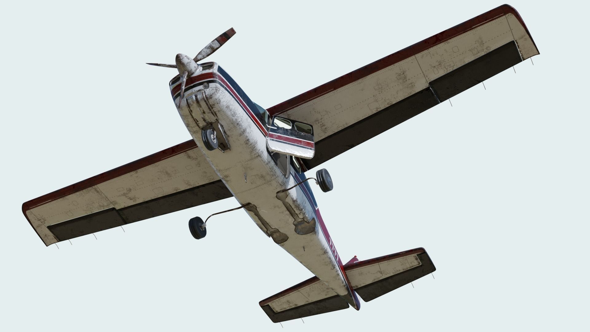 3D Old Cessna 210 model Low-poly 3D model_7