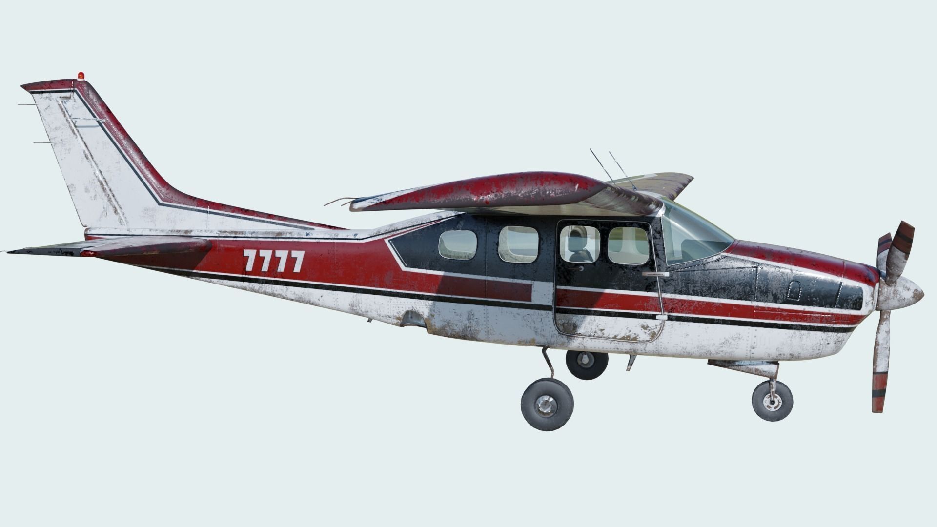 3D Old Cessna 210 model Low-poly 3D model_9