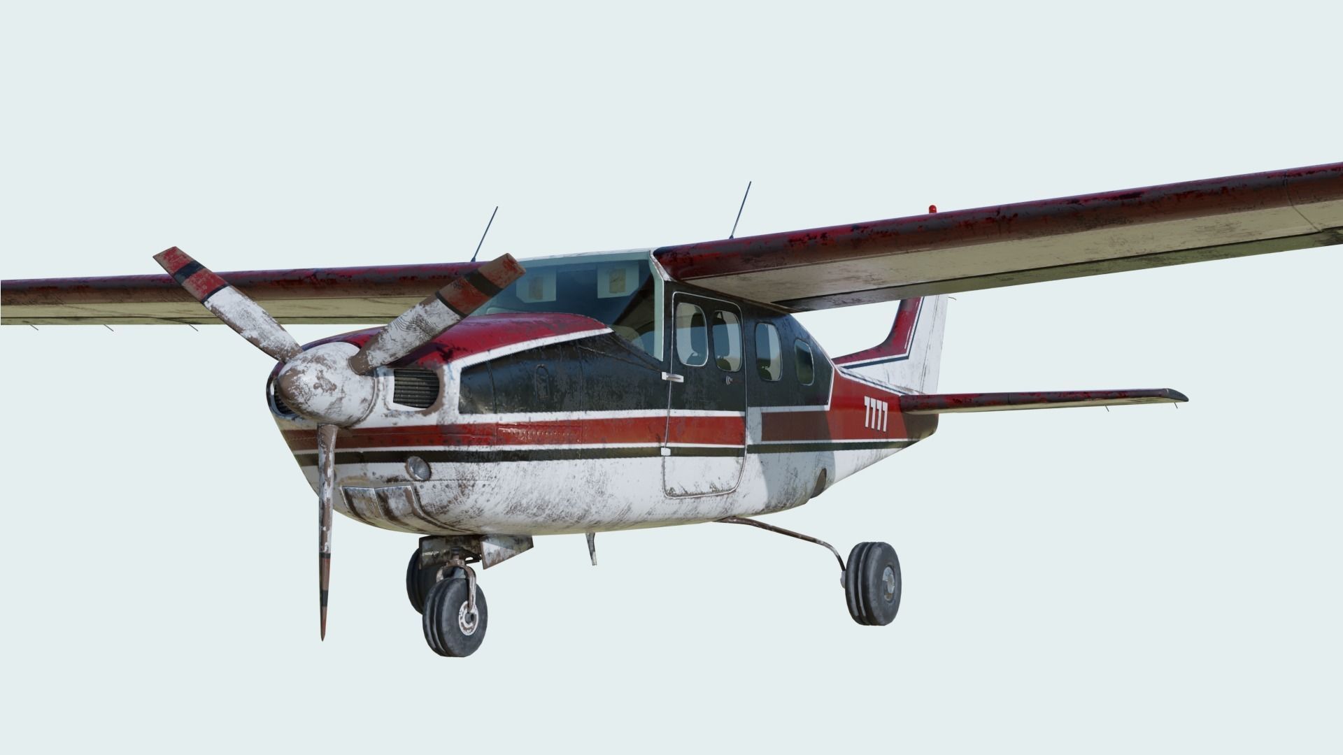 3D Old Cessna 210 model Low-poly 3D model_14