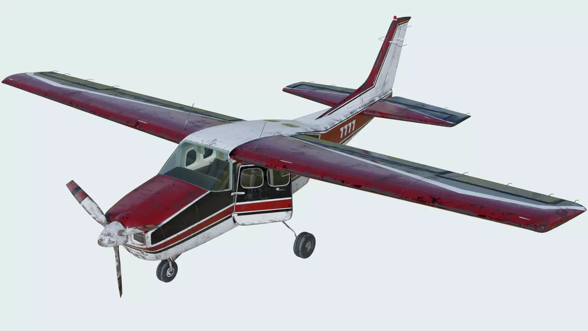 3D Old Cessna 210 model Low-poly 3D model_0