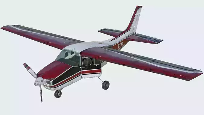 3D Old Cessna 210 model Low-poly 3D model