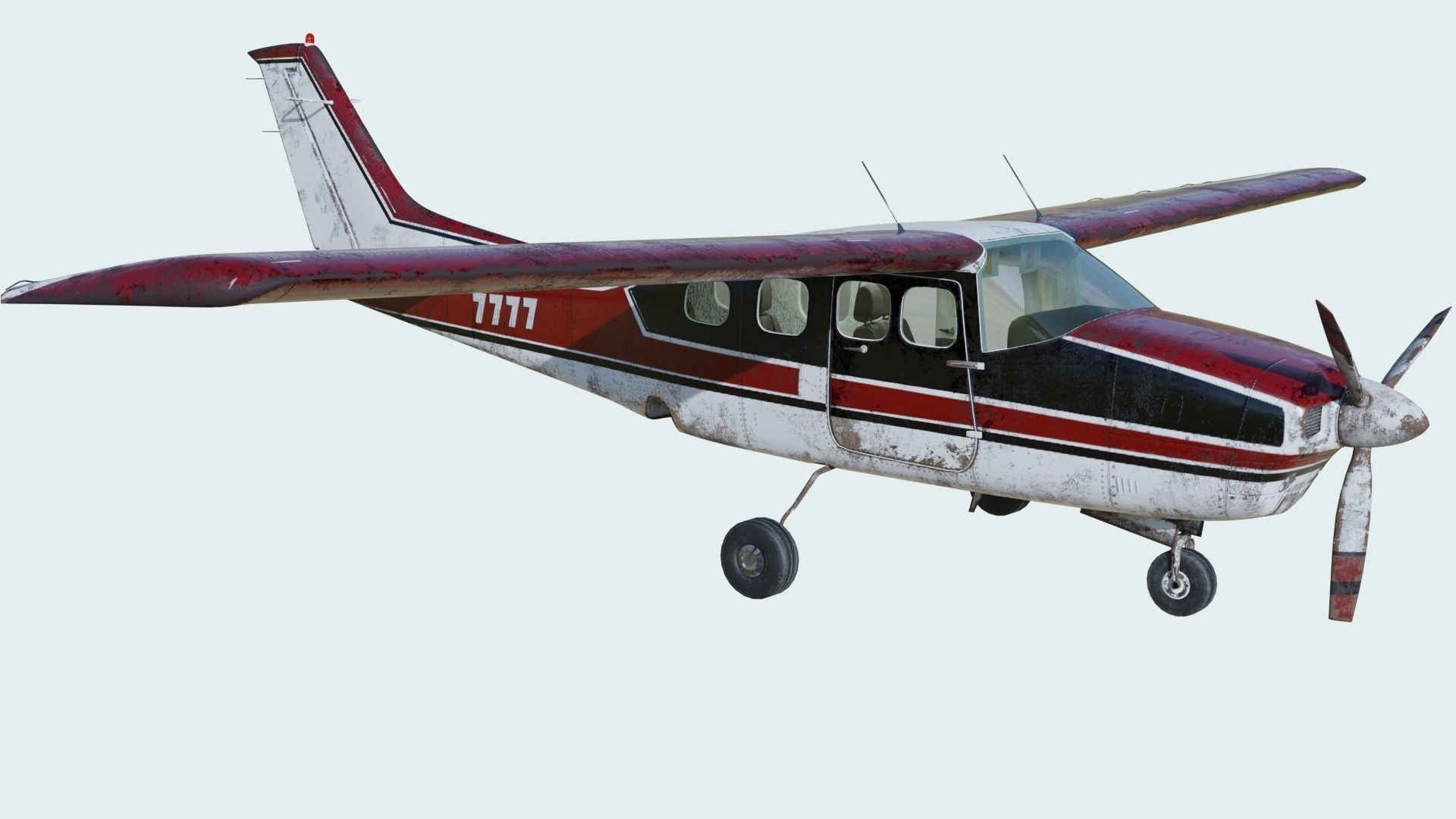 3D Old Cessna 210 model Low-poly 3D model_1