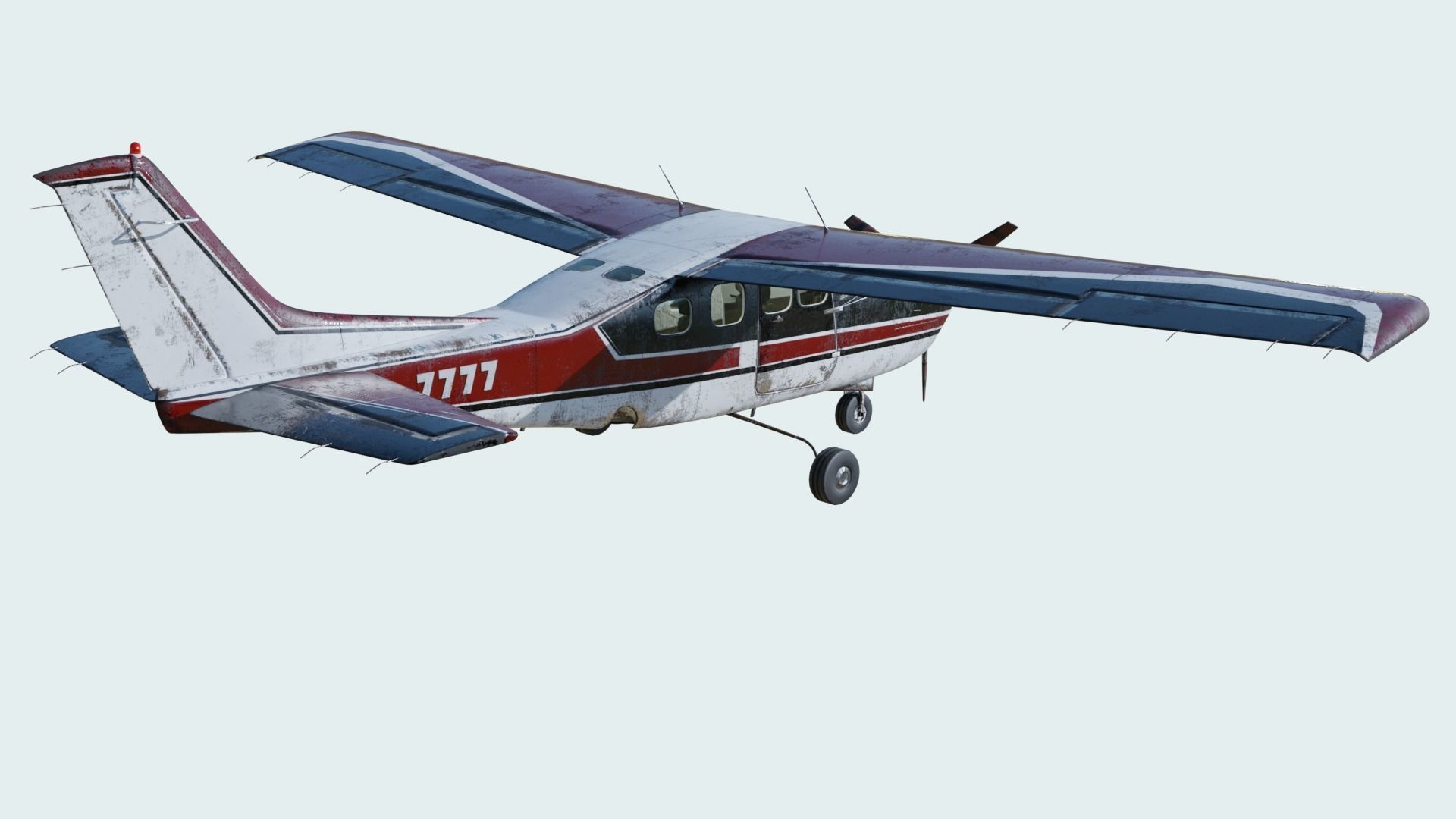 3D Old Cessna 210 model Low-poly 3D model_3