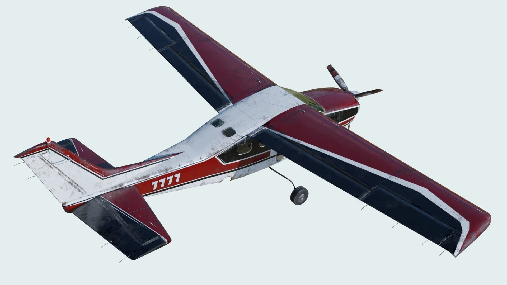 3D Old Cessna 210 model Low-poly 3D model_10
