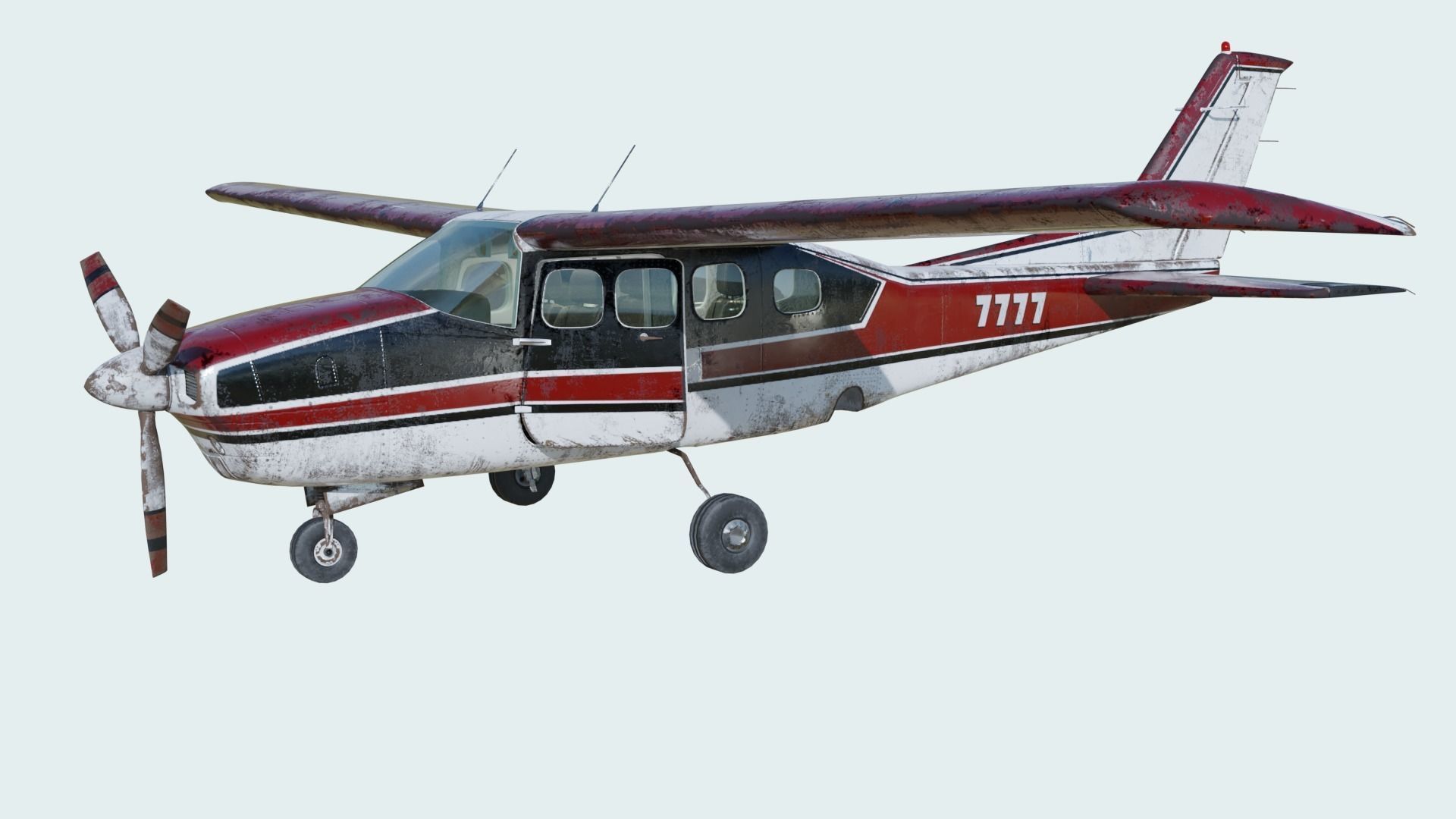 3D Old Cessna 210 model Low-poly 3D model_2