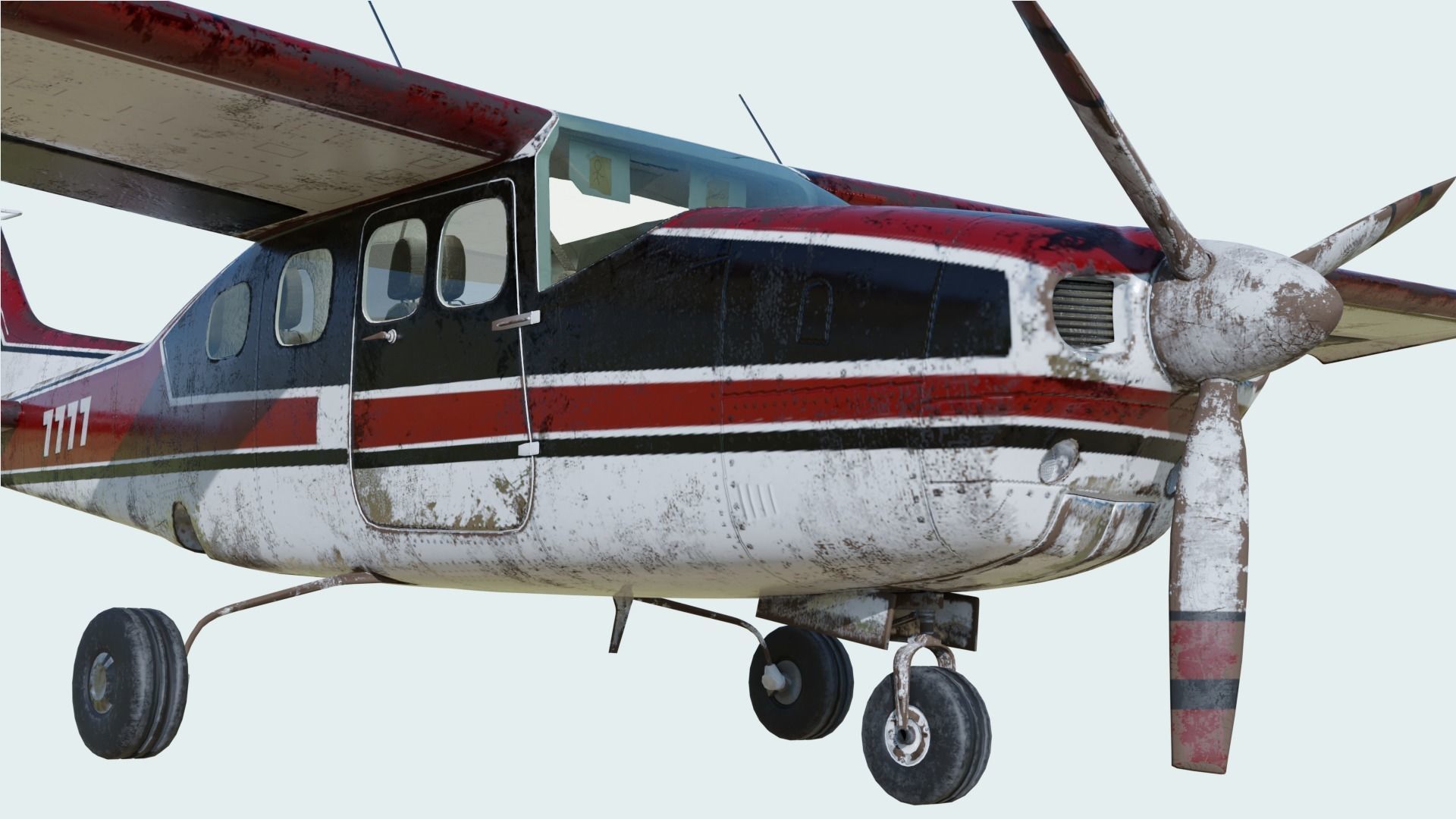 3D Old Cessna 210 model Low-poly 3D model_6