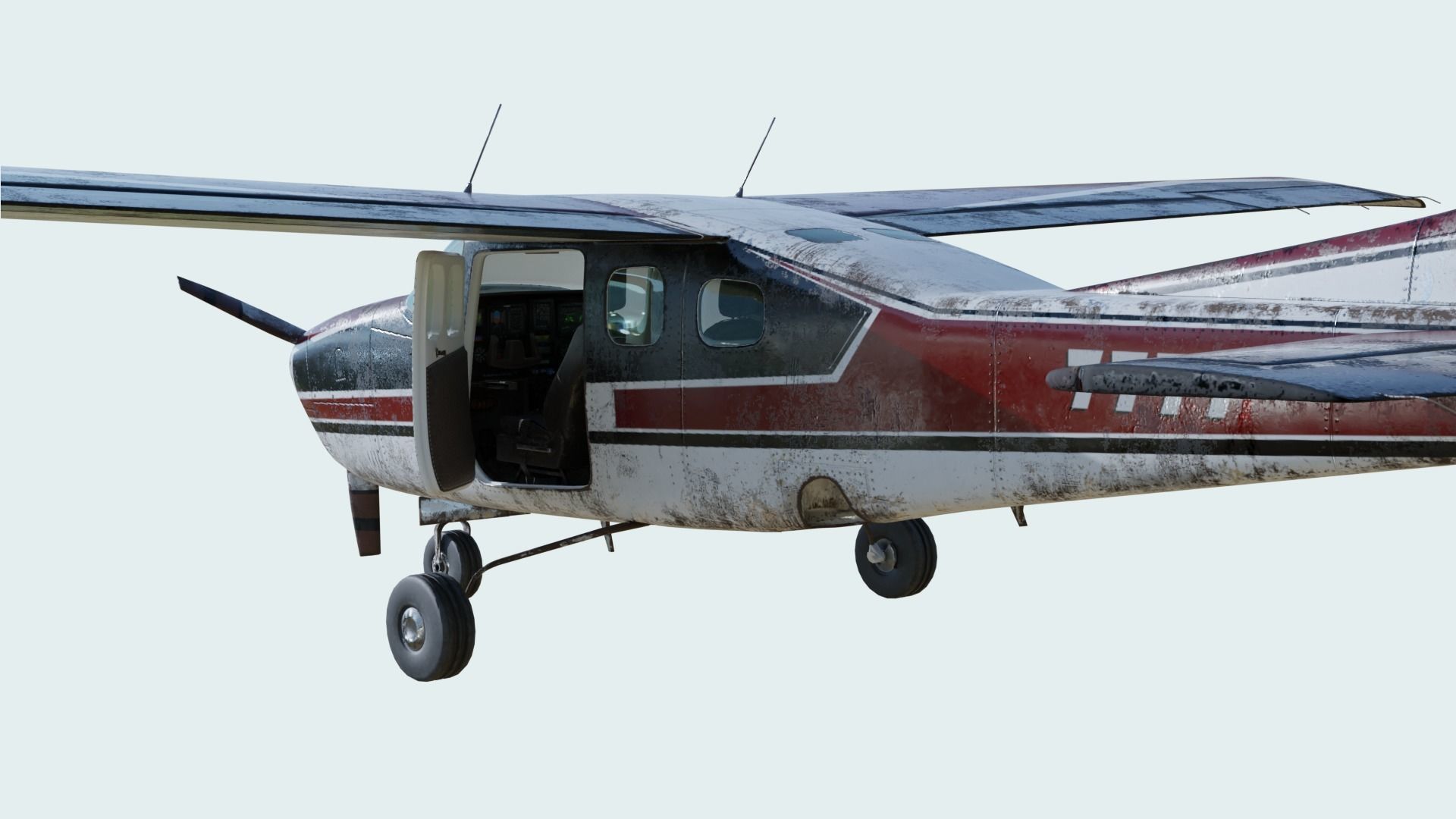 3D Old Cessna 210 model Low-poly 3D model_16