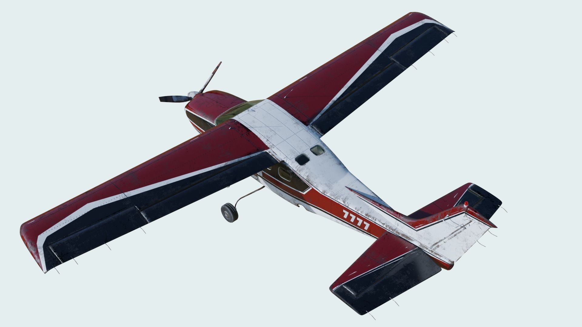 3D Old Cessna 210 model Low-poly 3D model_4