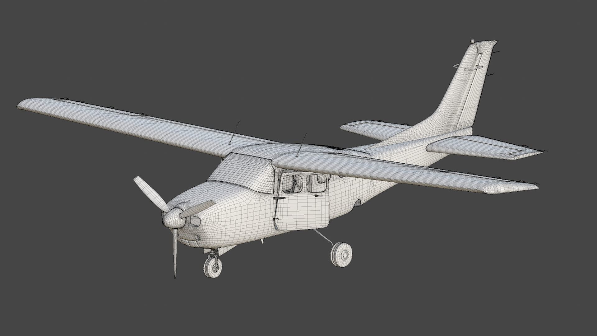 3D Old Cessna 210 model Low-poly 3D model_22
