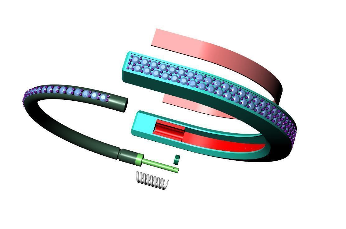 Tiffany Lock Bangle  with Full Pave Diamonds 3D print model_5