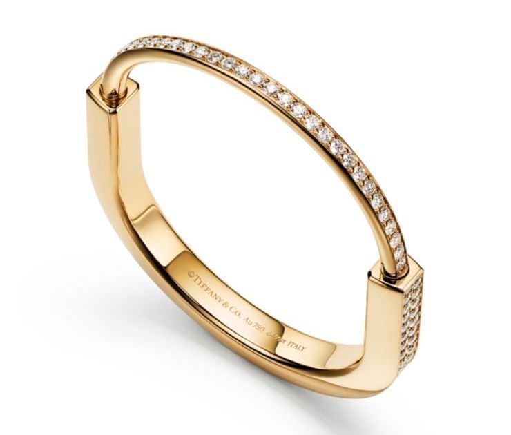 Tiffany Lock Bangle  with Full Pave Diamonds 3D print model_1