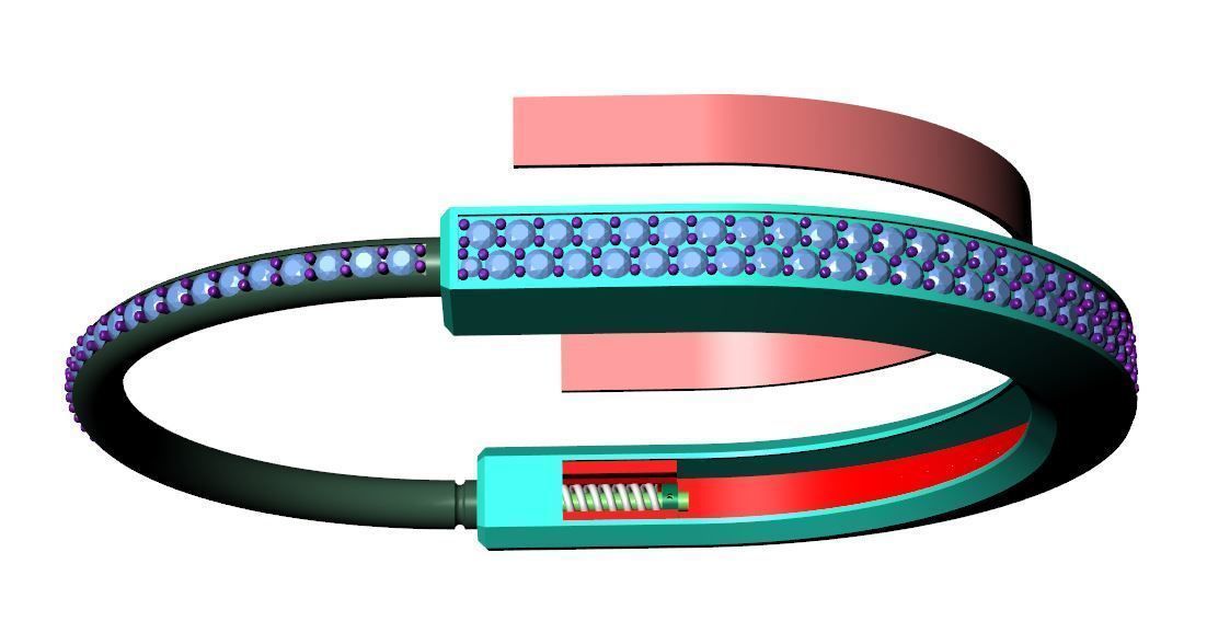 Tiffany Lock Bangle  with Full Pave Diamonds 3D print model_6