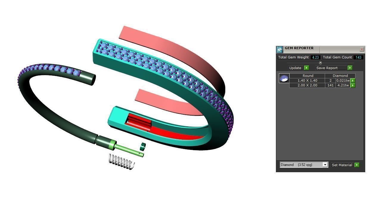 Tiffany Lock Bangle  with Full Pave Diamonds 3D print model_7