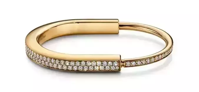 Tiffany Lock Bangle  with Full Pave Diamonds 3D print model