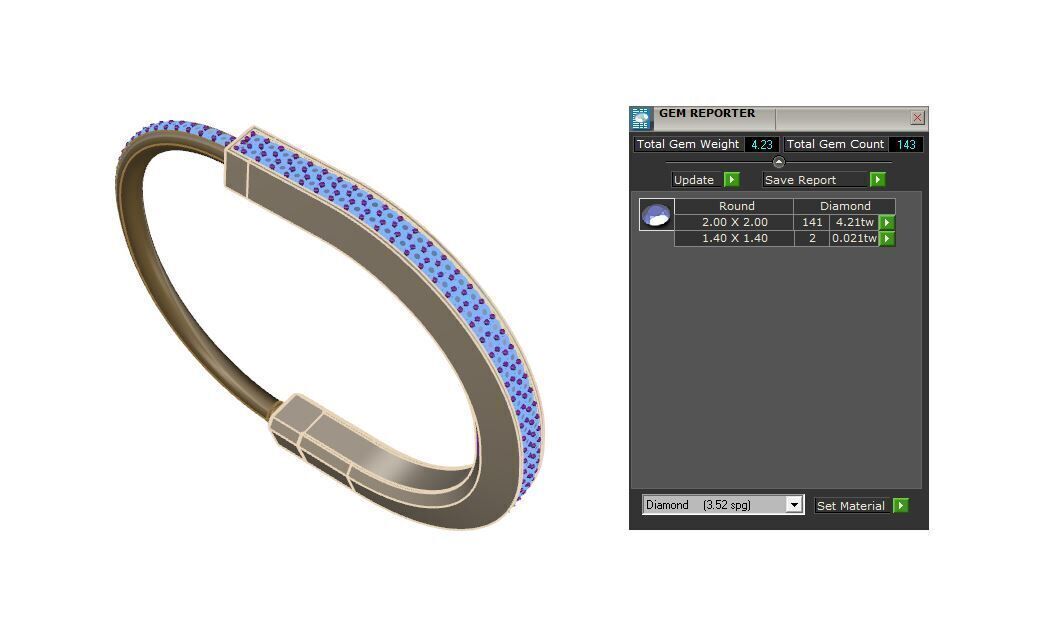 Tiffany Lock Bangle  with Full Pave Diamonds 3D print model_11