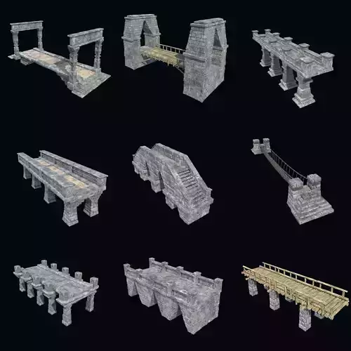 BRIDGE AZTEC MAYAN INCA STONE PLATFORM STAIRS COLLECTION