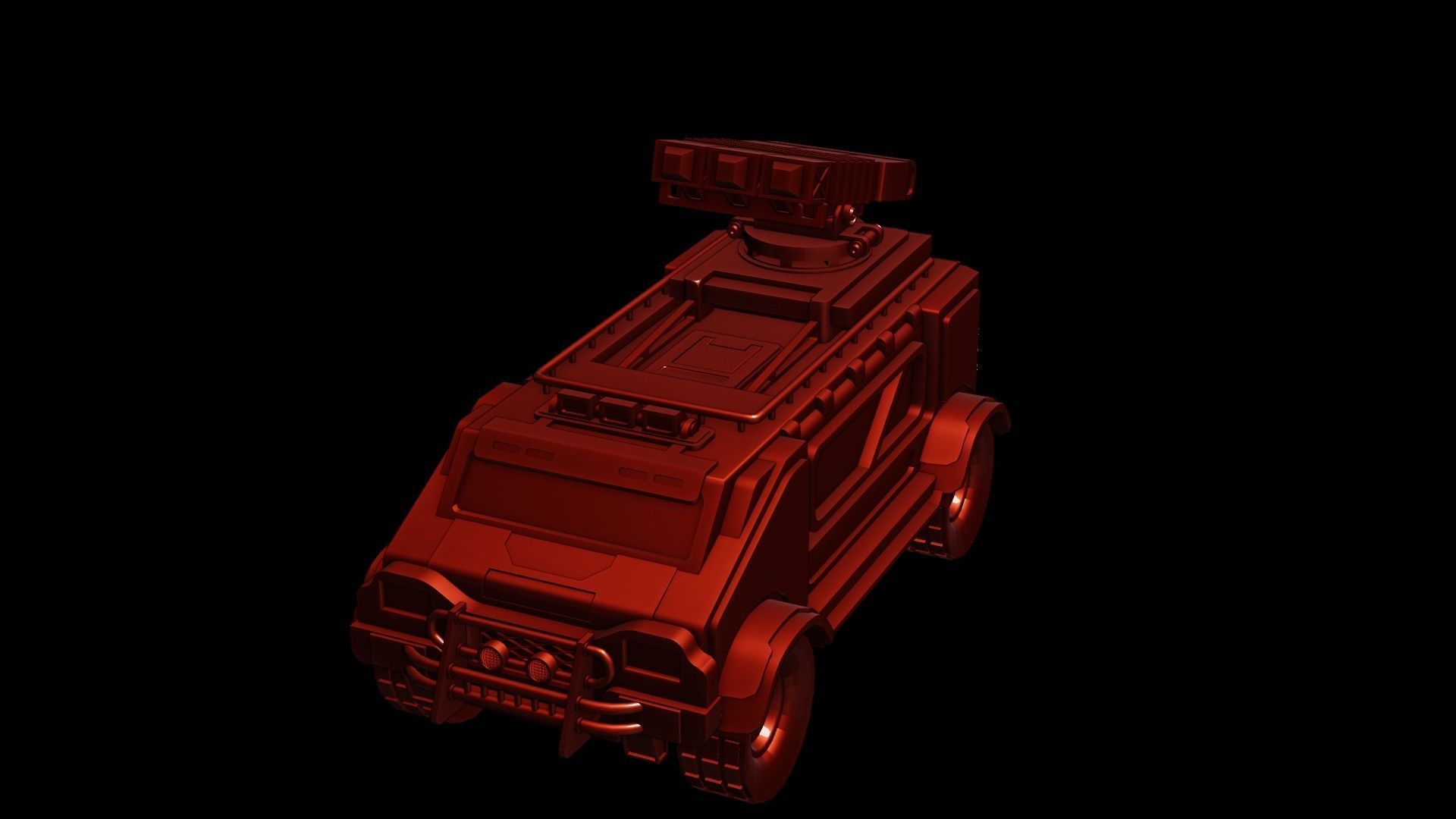 Sci-Fi military car Low-poly 3D model_14