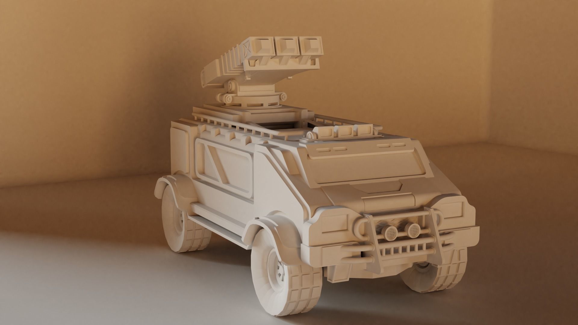 Sci-Fi military car Low-poly 3D model_3