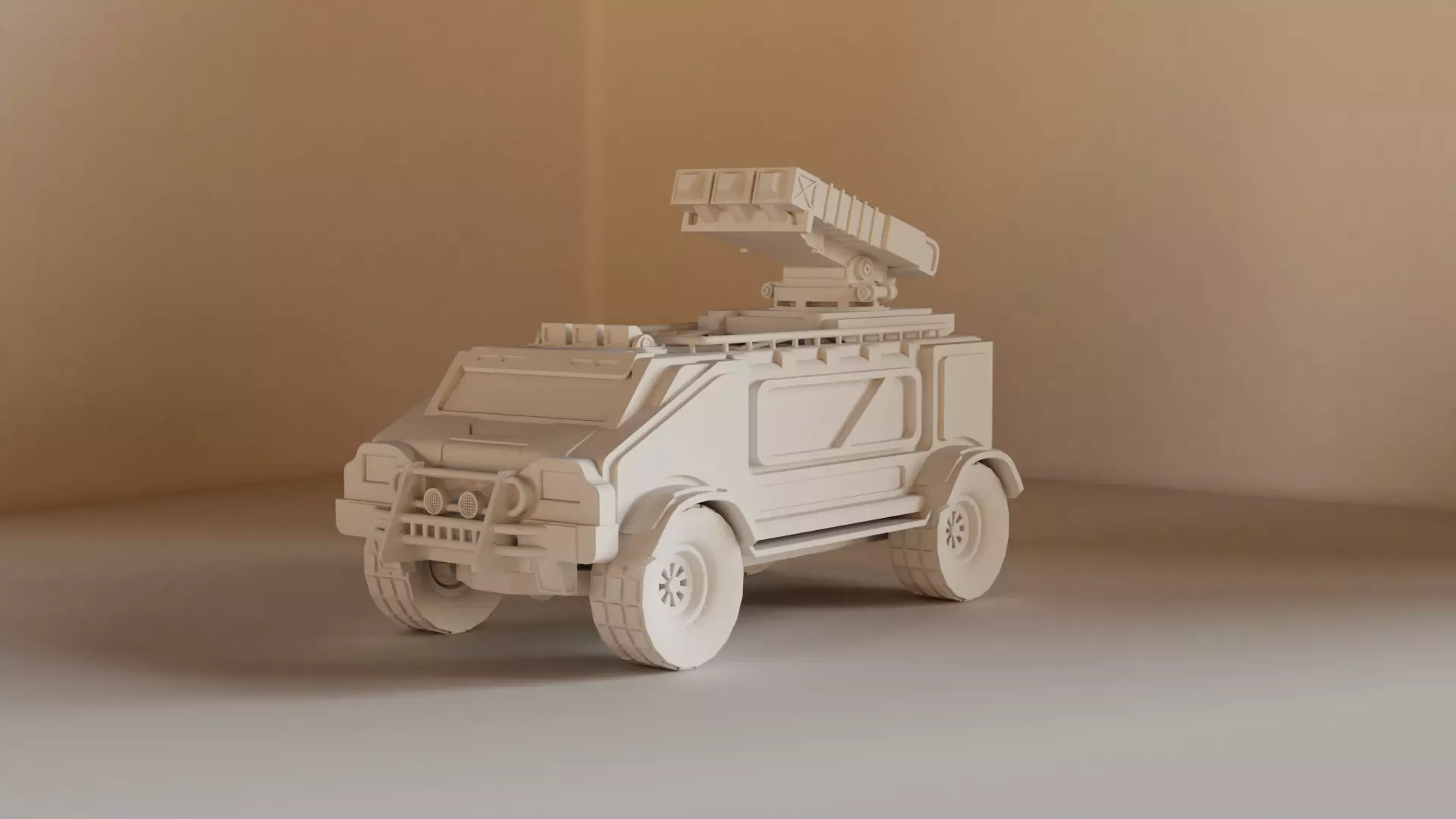 Sci-Fi military car Low-poly 3D model_0