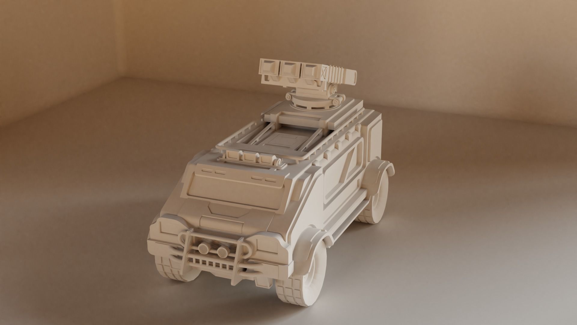 Sci-Fi military car Low-poly 3D model_2