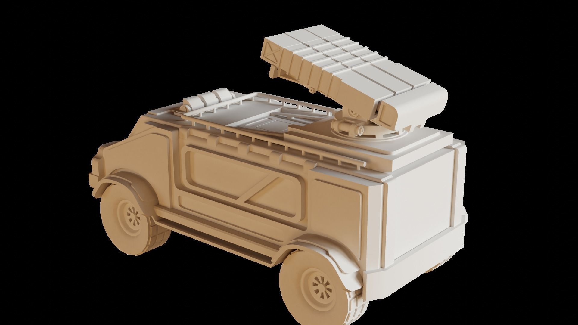Sci-Fi military car Low-poly 3D model_5