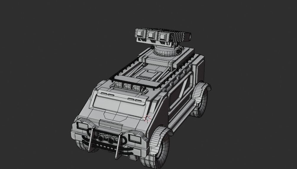 Sci-Fi military car Low-poly 3D model_11