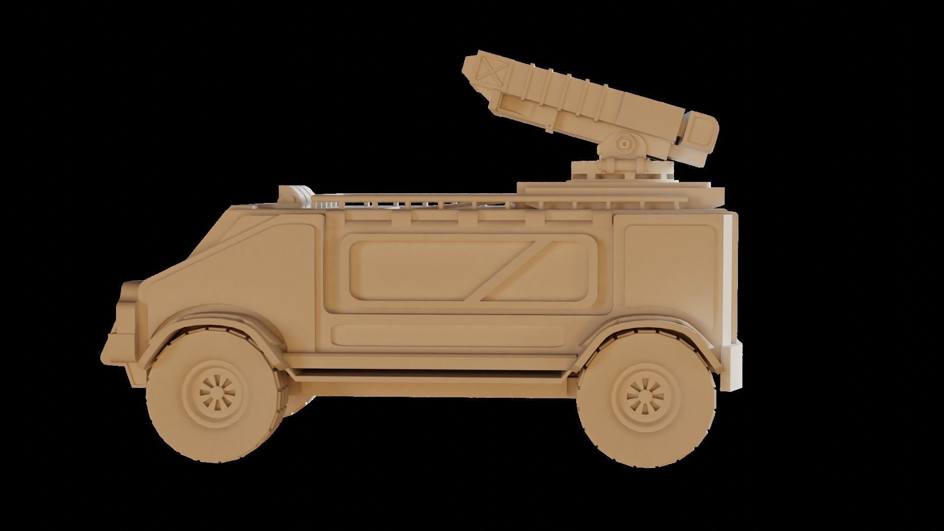 Sci-Fi military car Low-poly 3D model_7
