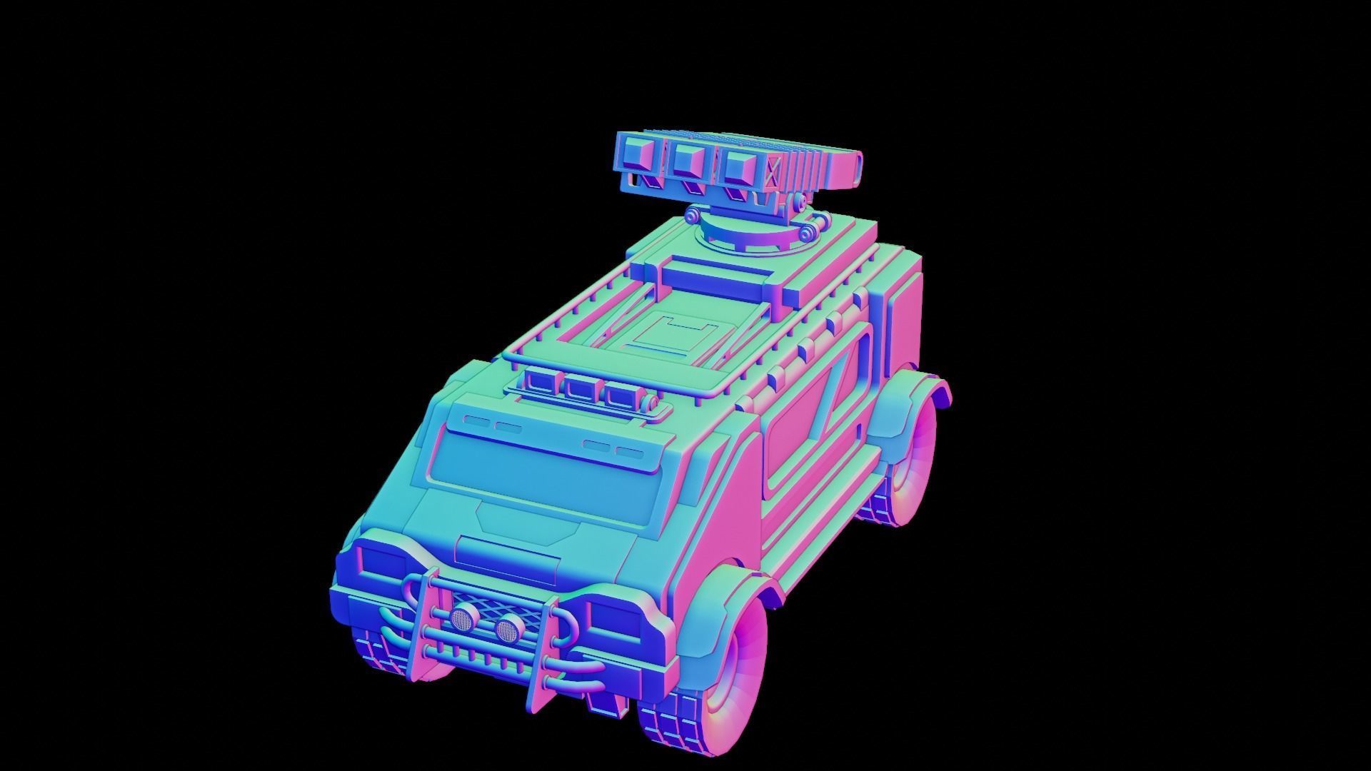Sci-Fi military car Low-poly 3D model_13