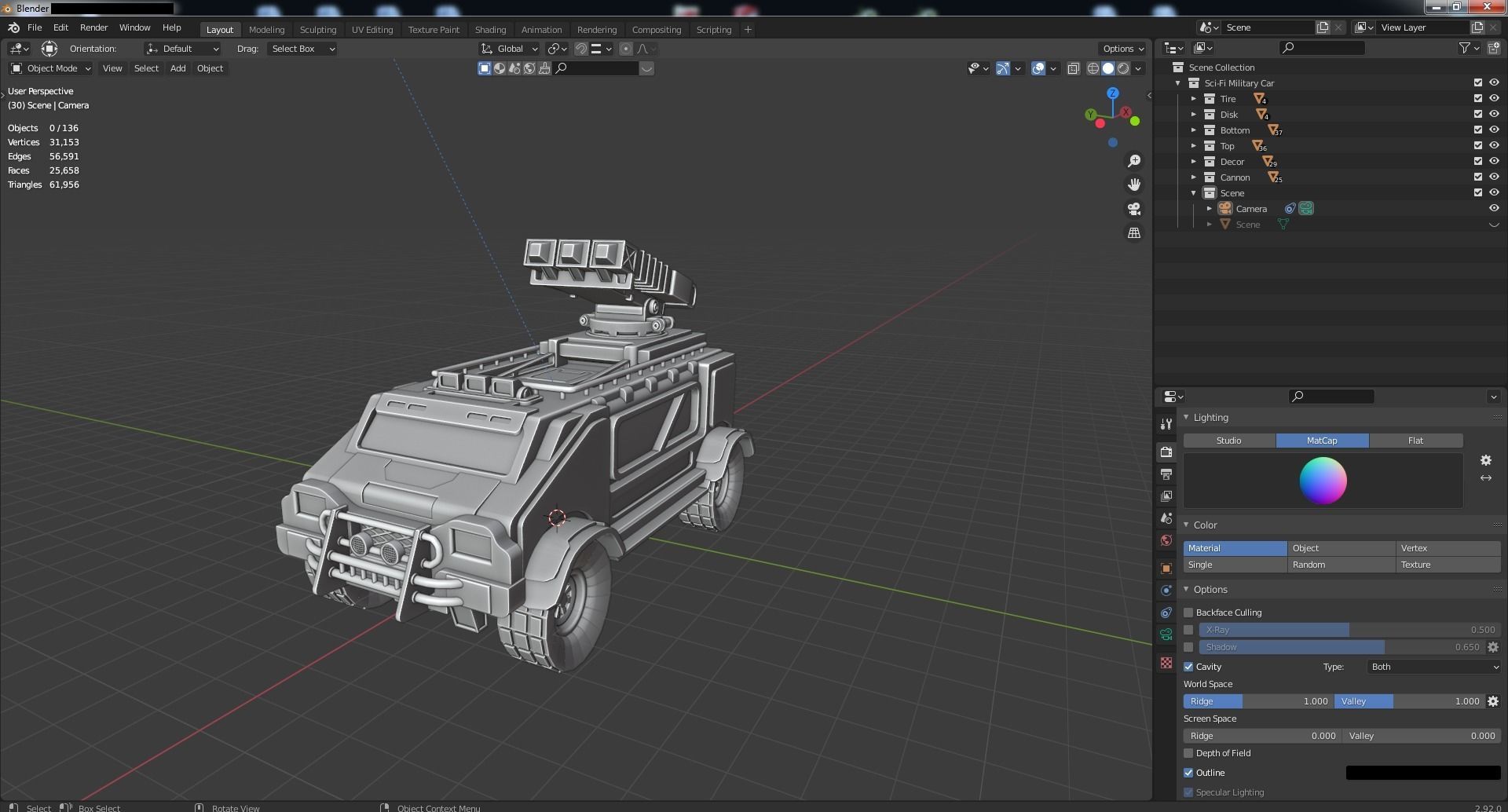 Sci-Fi military car Low-poly 3D model_15