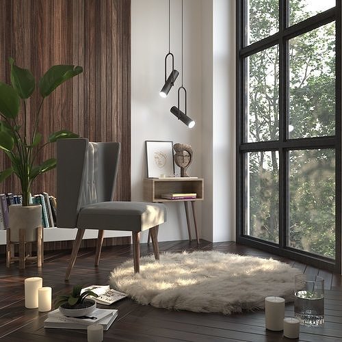 Sitting place in the corner of the room 3D model