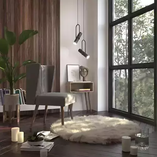 Sitting place in the corner of the room