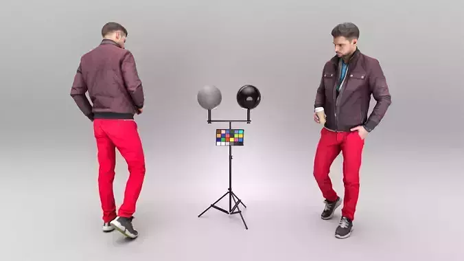 Man in jacket walking 396 Low-poly 3D model