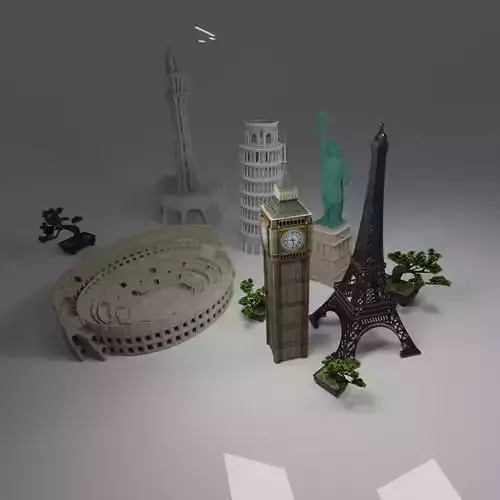 various landmarks from all around the world 3D models 