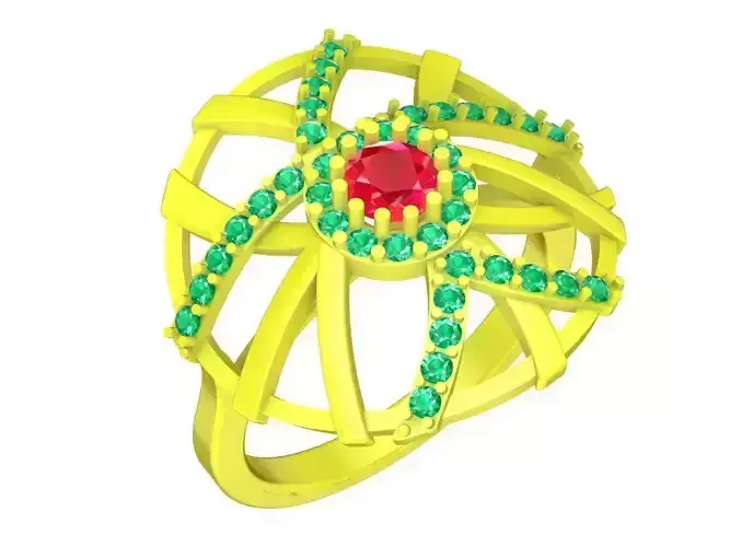 A5339 Fashion Diamond Web Ring for Lady 3D Model 3D print model