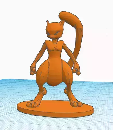 Mewtwo with base scaled 3D print model