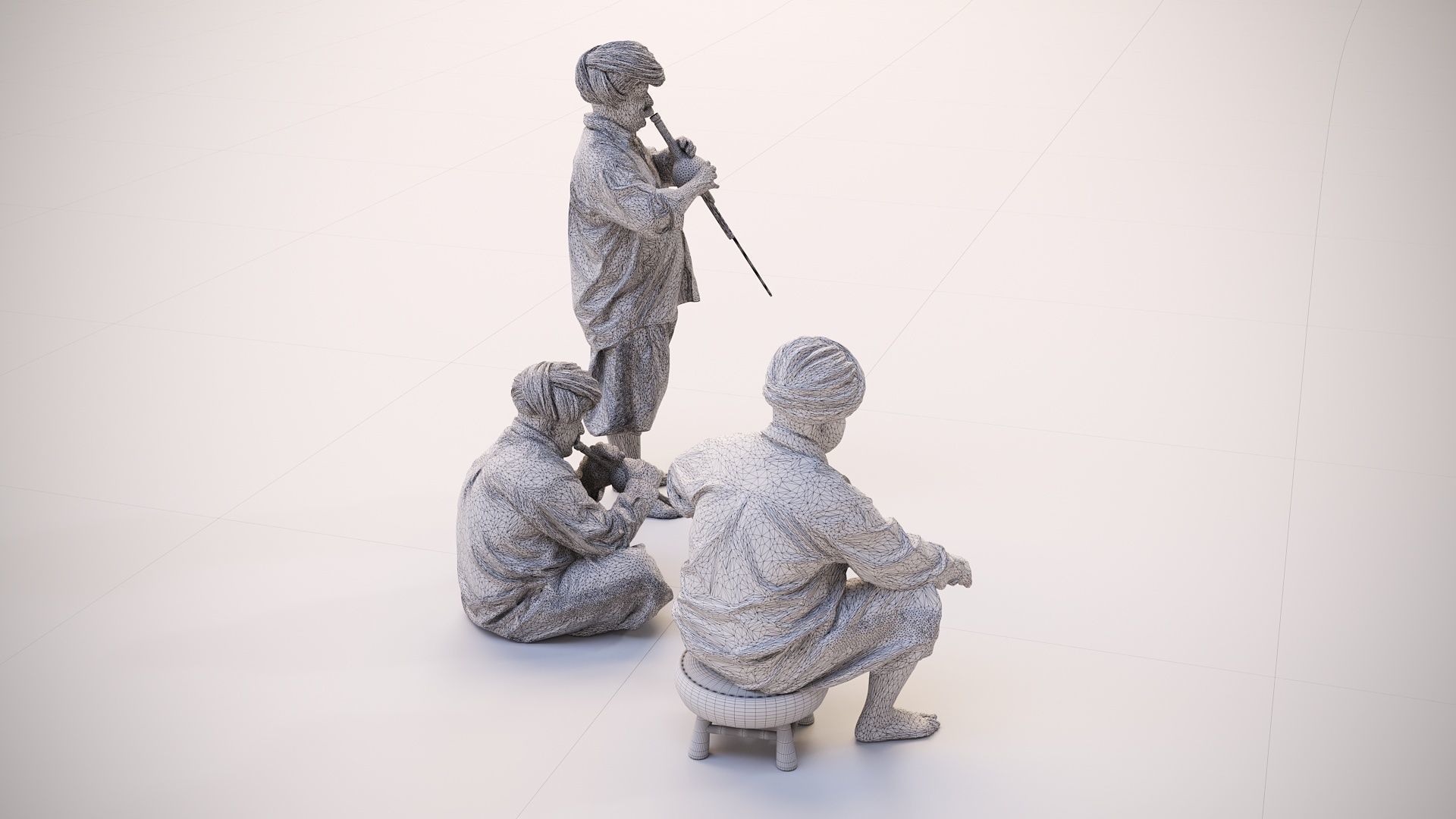 Realistic 3D Scan Flutist Man Model and Pose Blender Compatible 3D model_5