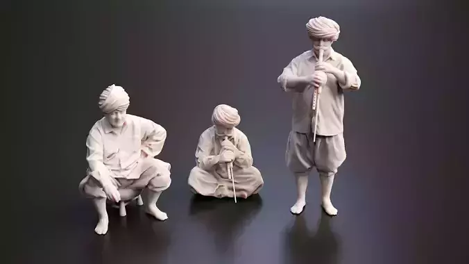 Realistic 3D Scan Flutist Man Model and Pose Blender Compatible 3D model