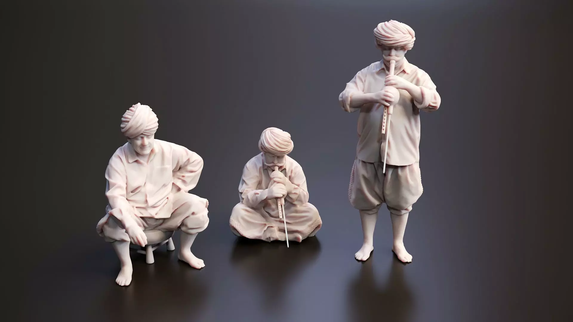 Realistic 3D Scan Flutist Man Model and Pose Blender Compatible 3D model_0