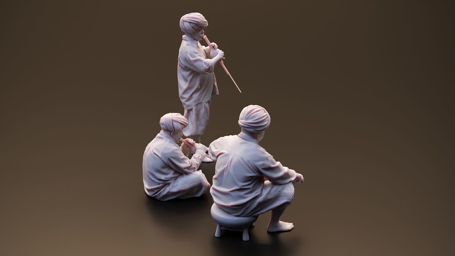 Realistic 3D Scan Flutist Man Model and Pose Blender Compatible 3D model_1
